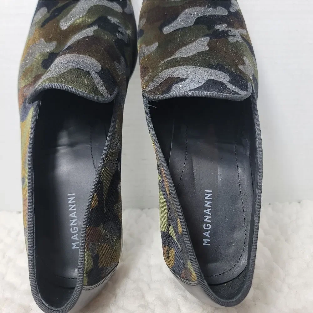 Magnanni Jareth Slip On Loafers 10.5 Men's  Green Camo Suede Dress Shoes Spain.